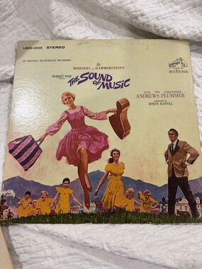 Vintage Disney Merriest Songs  Album Cover - Pink & Red Carousel Artwork